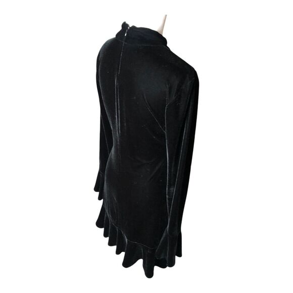 Lovers + Friends Velvet Long Sleeve Simone Ruffle‎ Cocktail Party Mini Dress M - Picture 6 of 10